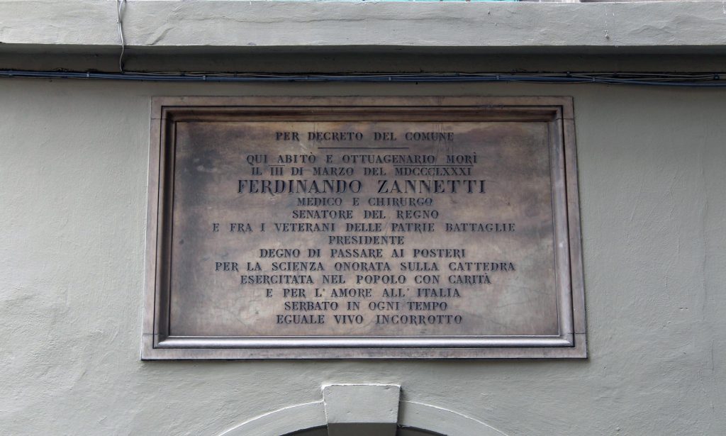 Lapide a Ferdinando Zannetti (via dei Conti 1)